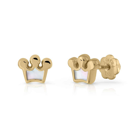 Gold Earrings Crown Mother-of-Pearl Collection