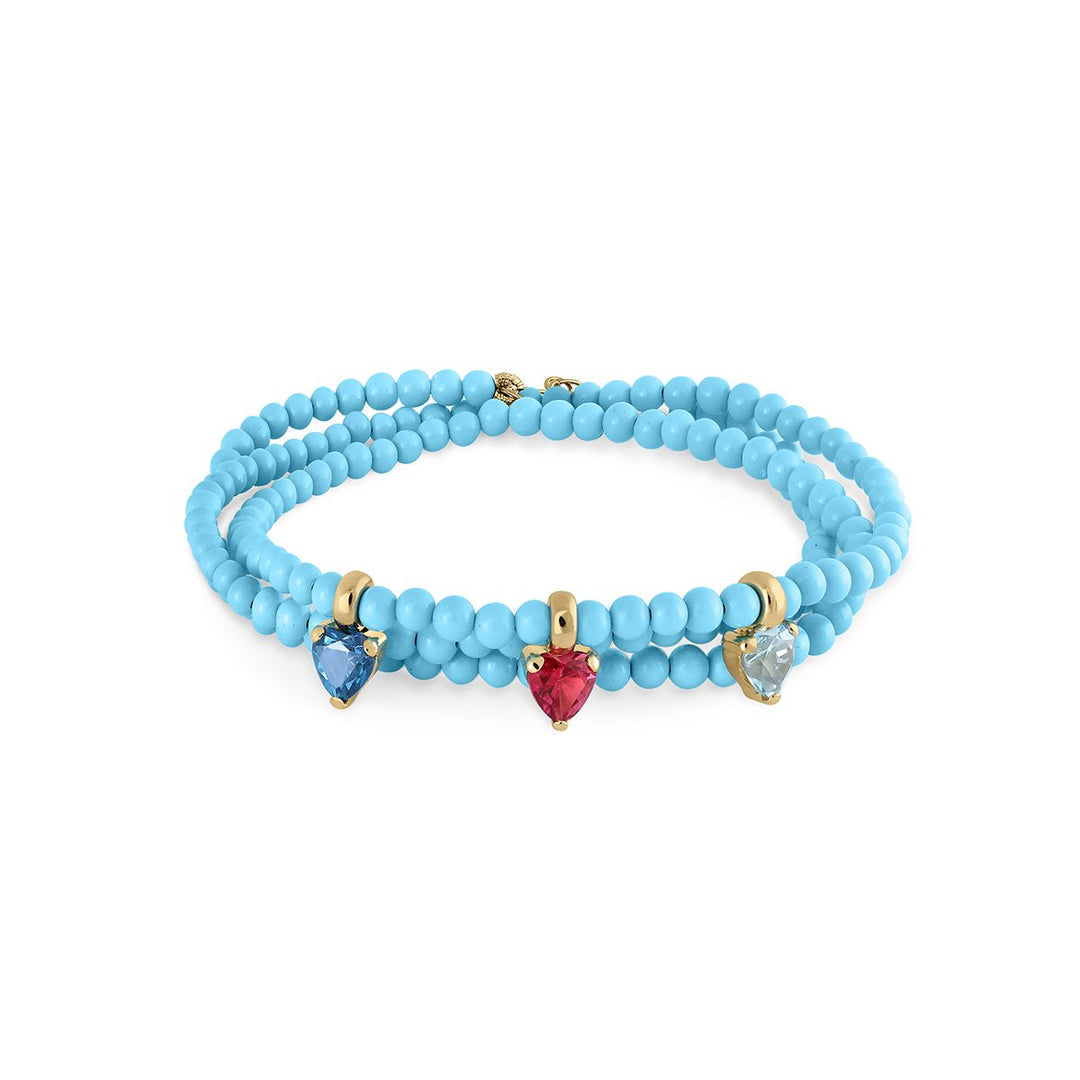 Collar Turquesas Garra Corazón 3 Topacios