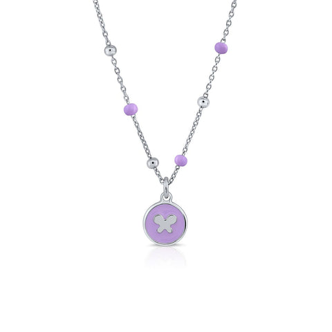 Mini Mary Enamel Necklace - Purple Shasha