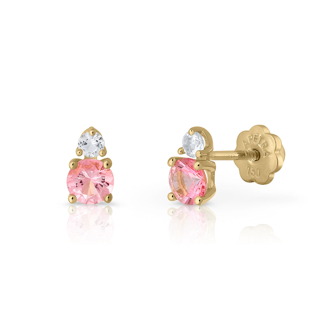Pendientes Oro Holly Topacio Rosca rosa