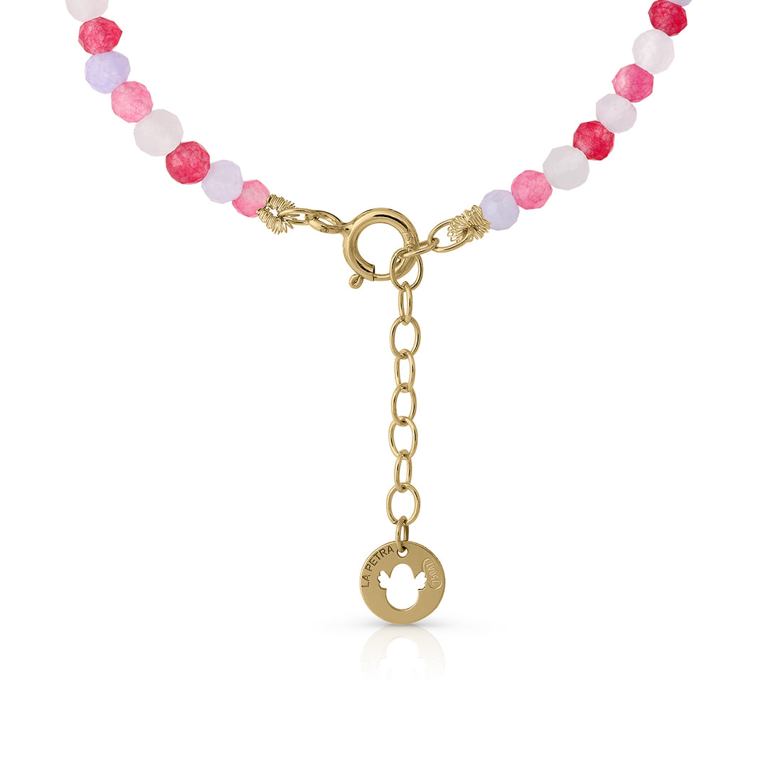 Collar Oro Colección Sprinkles Virgen rosa detras