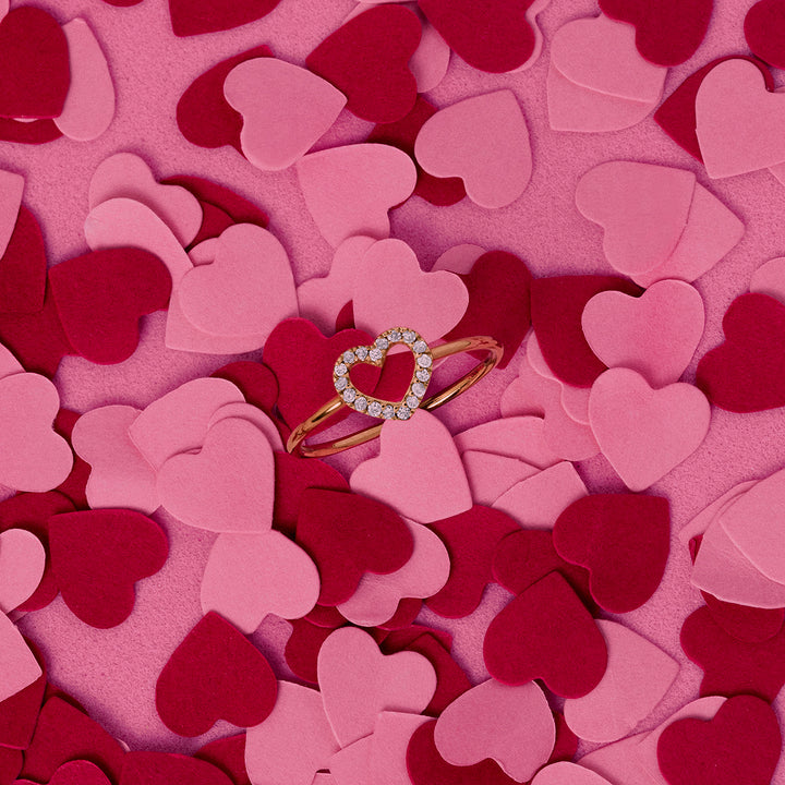 Gold Ring Maxi Heart Diamonds