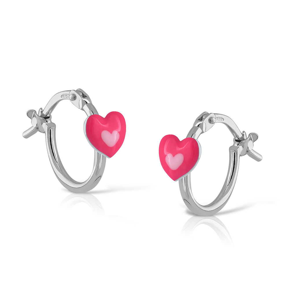 Mini aros Esmalte coração duplo