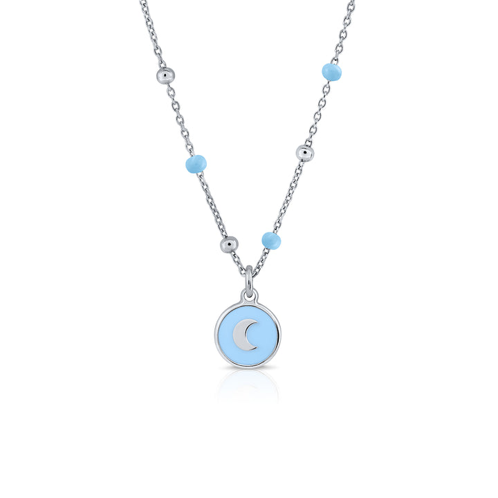 Enamel Mini Mary Necklace - Pink Crown