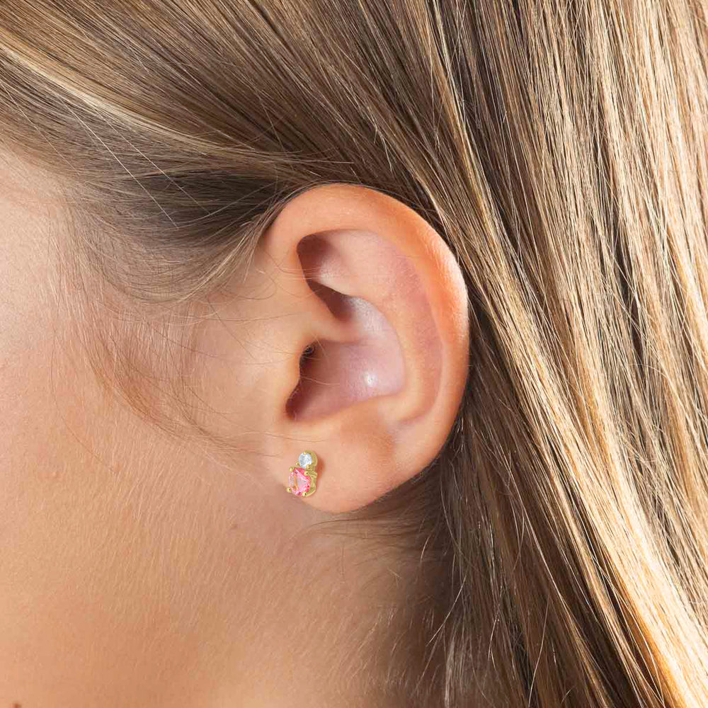 MODELO Pendientes Oro Holly Topacio Rosca ROSA