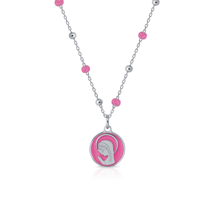 la petra collar virgen niña esmalte fresa
